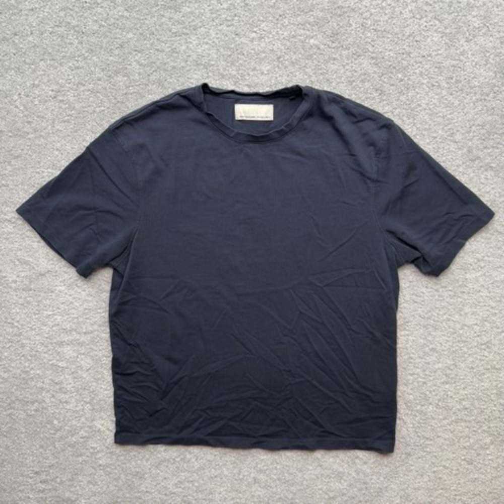 Zara Man Mens Large Dark Navy Blue Basic Crew Neck Short Sleeve T Shirt L